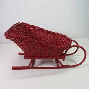 Red wicker sleigh semi-gloss finish (bent wood rails) 6" tall 11" long